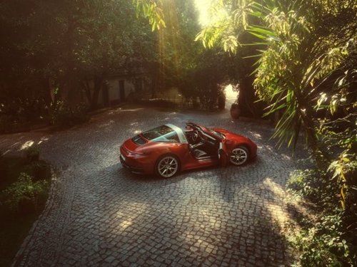 Car surrounded with threes